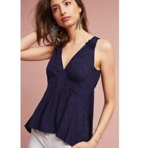 Anthropologie Maeve Bretta Gathered Tank Top navy blue